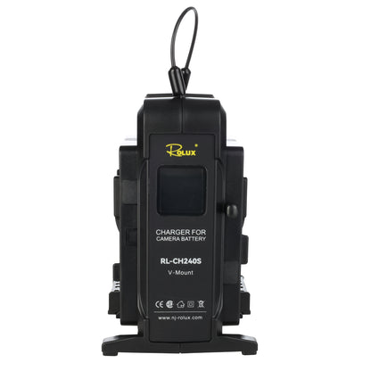 Rolux Dubbele Snellader RL-CH240S voor V-Mount Accu — 3