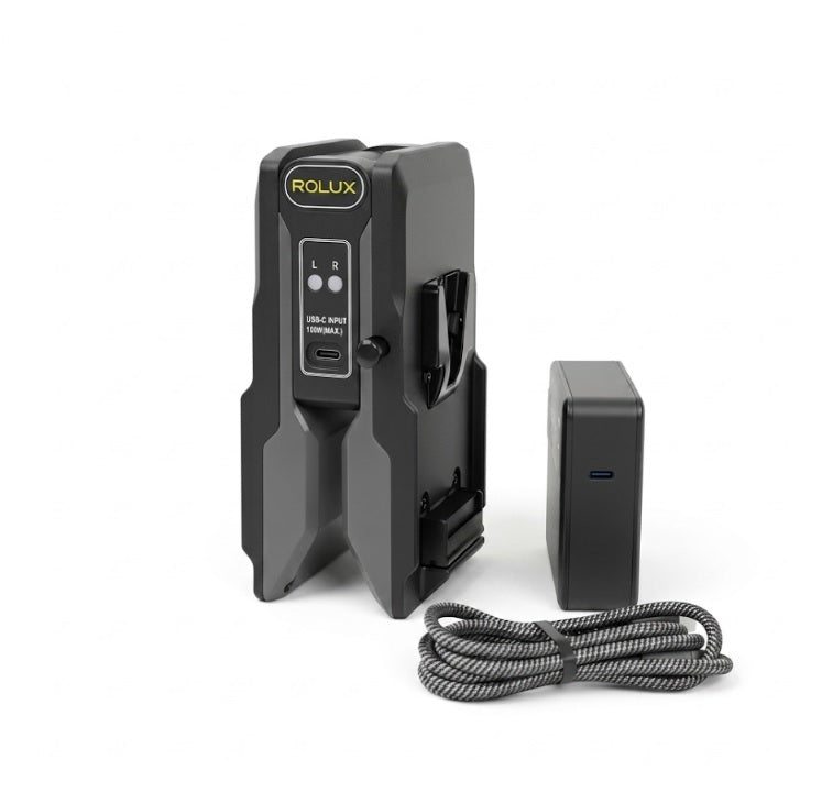 Rolux Opvouwbare Lader Powerfold1 voor V-Mount Accu