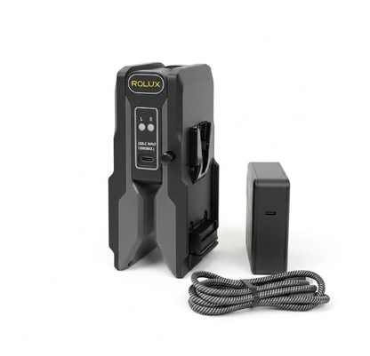 Rolux Opvouwbare Lader Powerfold1 voor V-Mount Accu